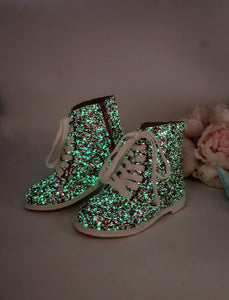 Pink Adult Glitter Glow In The Dark Boots