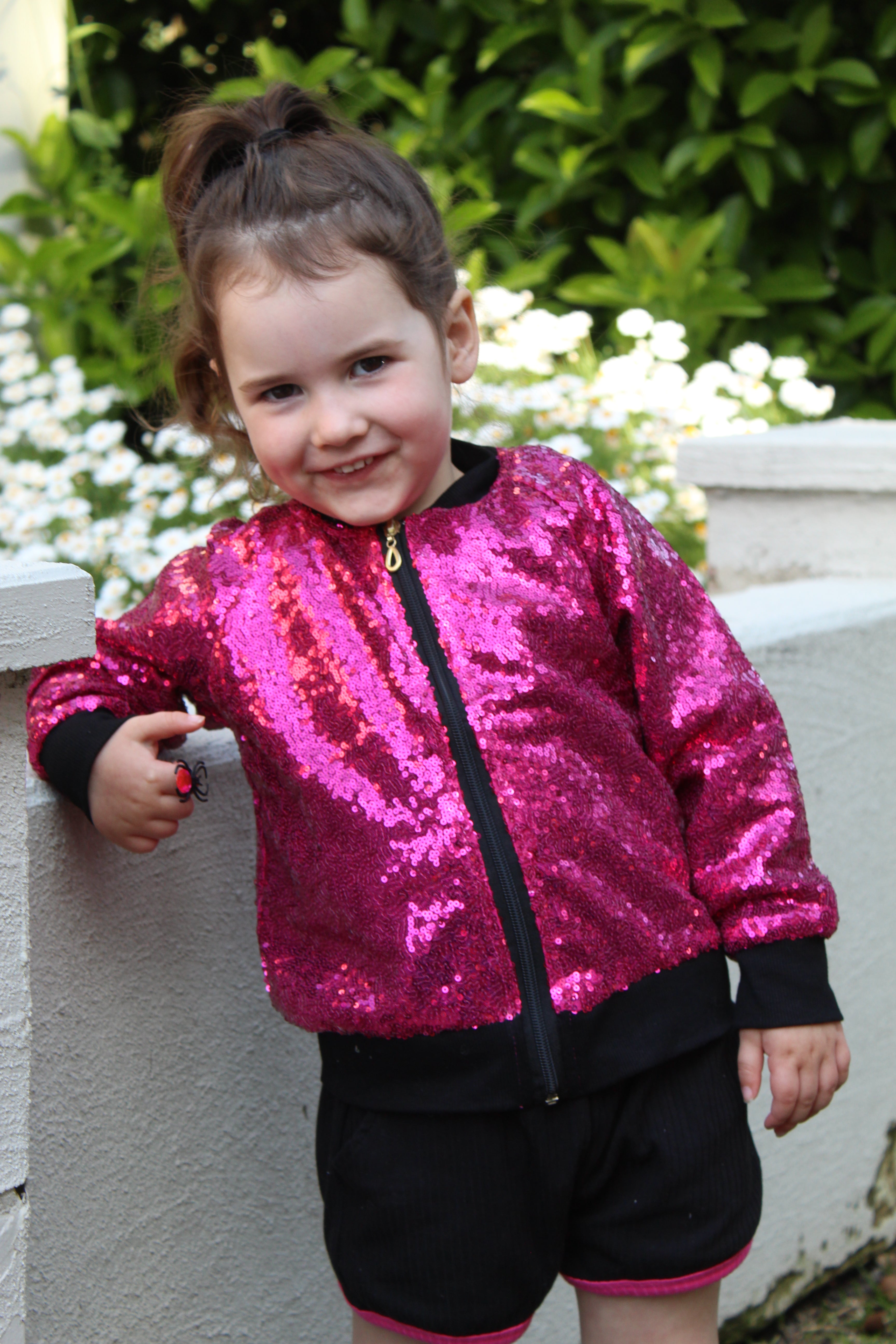 Pink glitter cheap bomber jacket