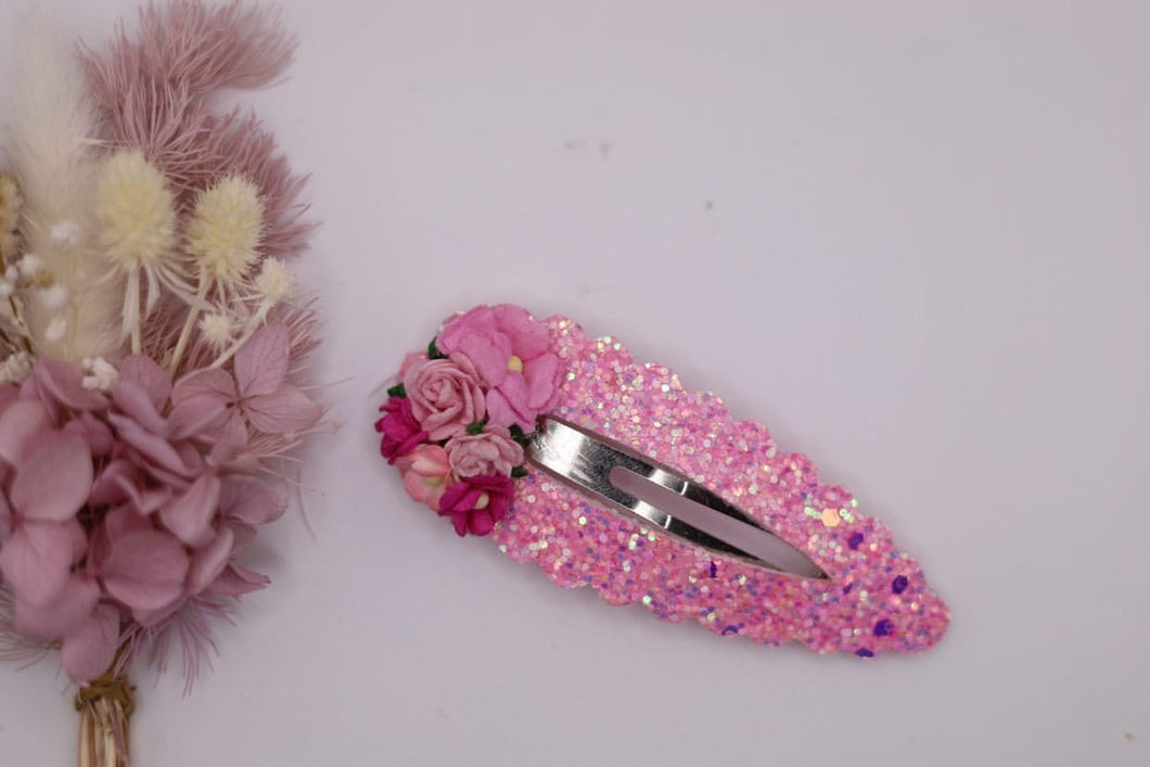 Candy Pink Jumbo Snap  with Floral Detail (single)