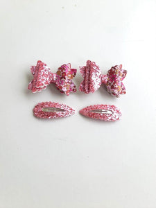 Floral Fantasy Pigtail Bow and snap set (Set of two) on clips