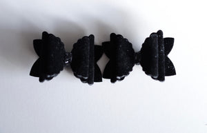 OOAK Black velvet Pigtail Bow (Set of two) on clips