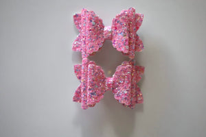 Perfect Pink Pigtail Bow (Set of two) on clips